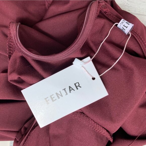 Fentar Empire Waist Drape Tie Dress Plus Sz 2XL Maroon Midi Flattering 3/4 Sleev - Picture 6 of 14